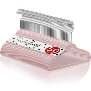 100 Velvet Baby Hangers - 11" Size for Infant & Toddler Clothes - Light Pink